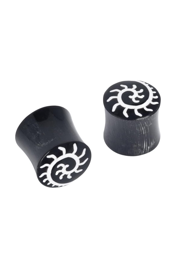 Women's Men's Black Horn 10 mm 00 Gauge Stretcher Plug Stud Spiral Tribal Earrings