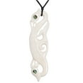 thumbnail image 1 of 81stgeneration Women's Men's Carved Bone Abalone Maori Sea Monster Marakihau Manaia Pendant Necklace, 1 of 1