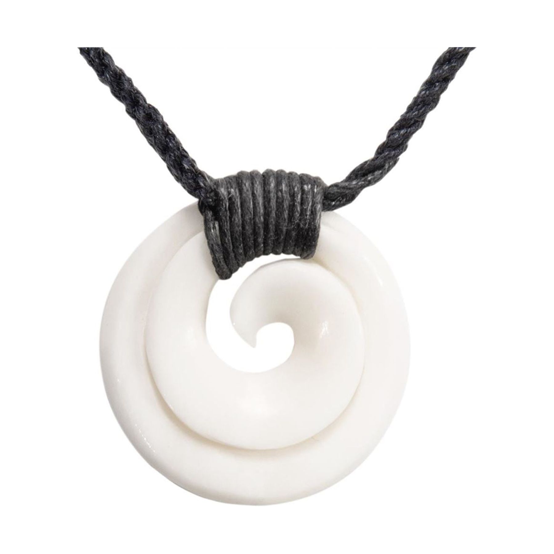 Collier Pendentif Maori Koru En Os Sculpté à La Main - Longueur 84 Cm, Blanc - 81stgeneration, Neuf