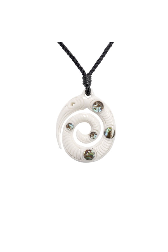 Women's Men's Hand Carved Bone Paua Kiwi Koru Southern Cross Stars Pendant Necklace