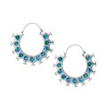thumbnail image 1 of 81stgeneration Women's Silver Tone Brass Honeycomb Pentagon Abalone Shell Hoop Earrings, 1 of 3