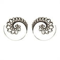 thumbnail image 1 of 81stgeneration Women's Silver Tone Brass Peacock Feathers Intricate Swirl Spiral Threader Earrings, 1 of 3