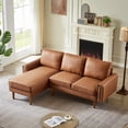 thumbnail image 1 of 82.2" L-Shape Sofa Couch with Chaise, Modern Wood Leg Suede Fabric Upholstered Sofa with Rivet Finish and Cushions, 1 of 1