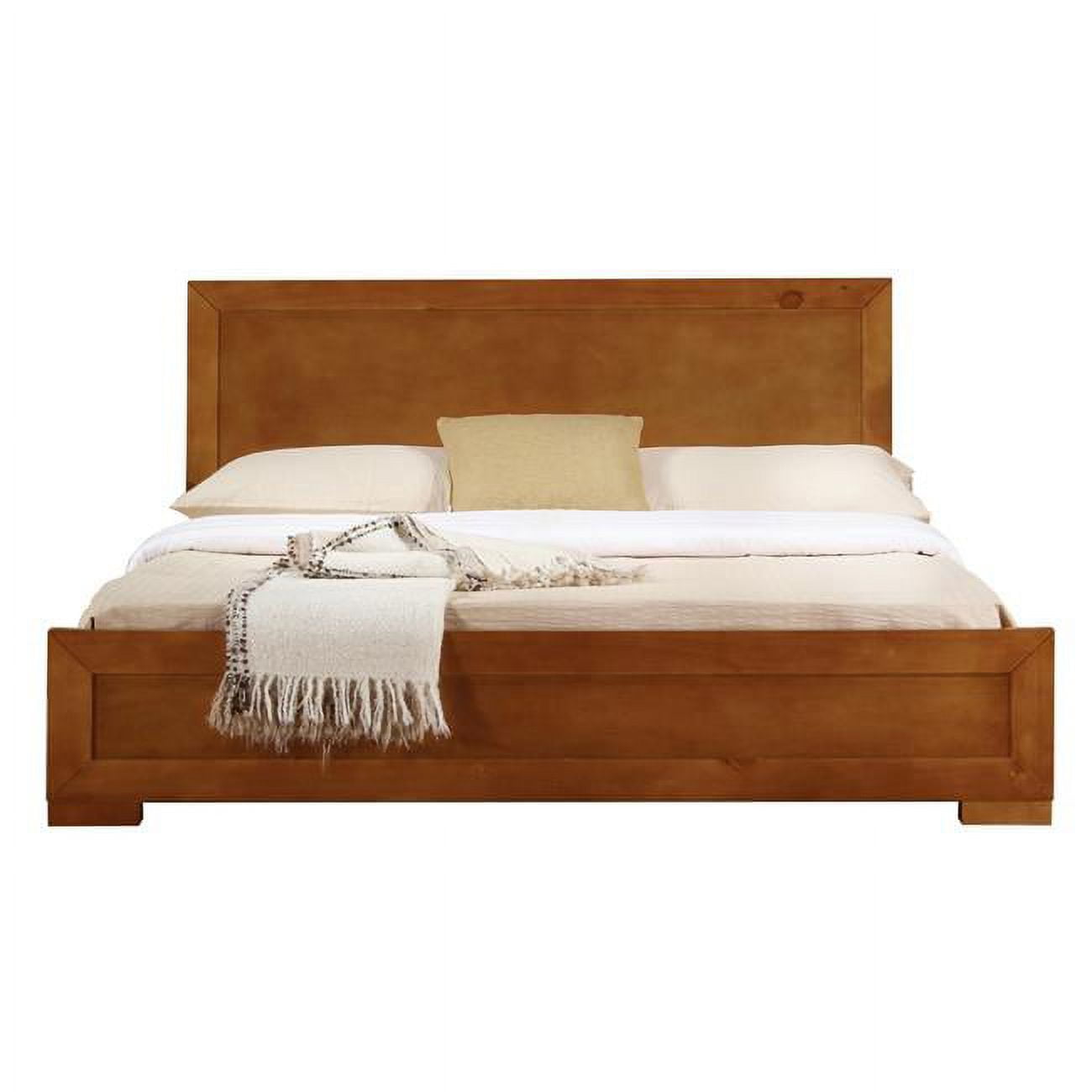 82.28 x 79.19 x 35.4 in. Trent Wooden Platform Bed, Oak Full