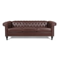 thumbnail image 1 of 82.5 Inch Width Traditional Square Arm removable cushion 3 seater Sofa Dark Brown, 1 of 7