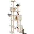 82.5in Large Cat Tree, Multi Level Cat Tower w/ 2 Cozy Condos, 2 Cat