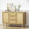 Black Storage Rattan Sideboard Kitchen with