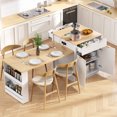 thumbnail image 1 of 82.6" Fluted Kitchen Island with Extendable Table (4-6 Seats), Power Outlet, Double-Side Storage, 2 Drawers, 2 Open Shelves, White, 1 of 8