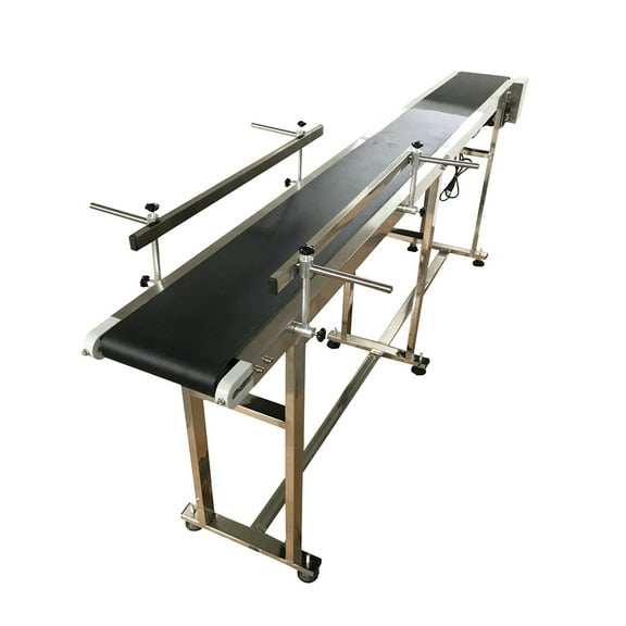 82.6" PVC Conveyor Flat Conveyor Belt Conveyor Systems with Double Guardrails Black