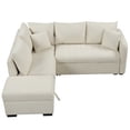 thumbnail image 1 of 82.6 inches L-shaped Sectional Pull Out Sofa Bed Sleeper Sofa with Two USB Ports, Two Power Sockets and a Movable Storage Ottoman, Beige, 1 of 21