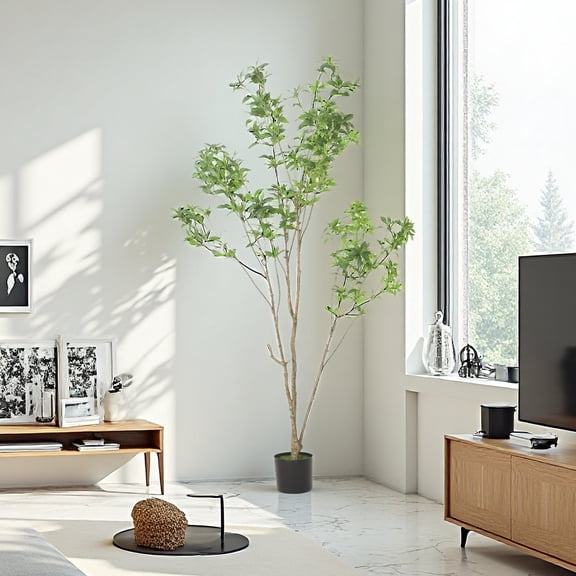 82.7 Inch Artificial Pieris Tree - Realistic Faux Plant, Pre-Potted Fake Tree for Indoor/Outdoor Home Office Living Room Decor