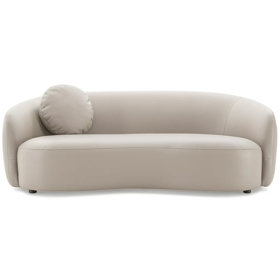 82.7-Inch Modern Sofa, Large 3-Seater Couch with 1 Matching Pillow, Comfortable Living Room Curved Sofa, Beige