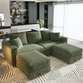 thumbnail image 1 of 82.7'' Oversized Corduroy Couch, Modular Sectional Sofa with 2 Ottomans, Upholstered 3 Deep Seat U Shape Sofa, Convertible Cloud Couches with Chaise Lounge for Living Room, Apartment,Green, 1 of 11