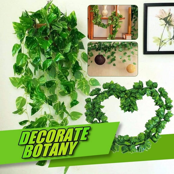 82.7In Simulated Vine, 80 Pieces Green Robe, 12 Small Strips, Artificial Creeper, Faux Greenery Garland for Wedding Arch Wall Ceiling Decoration Display