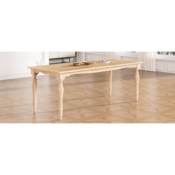 82.7inch Dining Table With Extendable Part, Vintage Theme, Solid Wood Style Table, Holds 8 Guests Easily