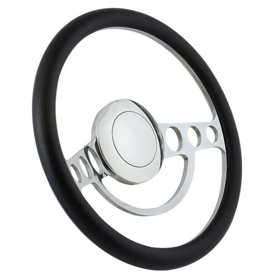 82-84 FORD Ranger (midsize), Bronco II 14 Inch Polished (9 Hole) Classic Steering Wheel Carbon Fiber Vinyl Half Wrap