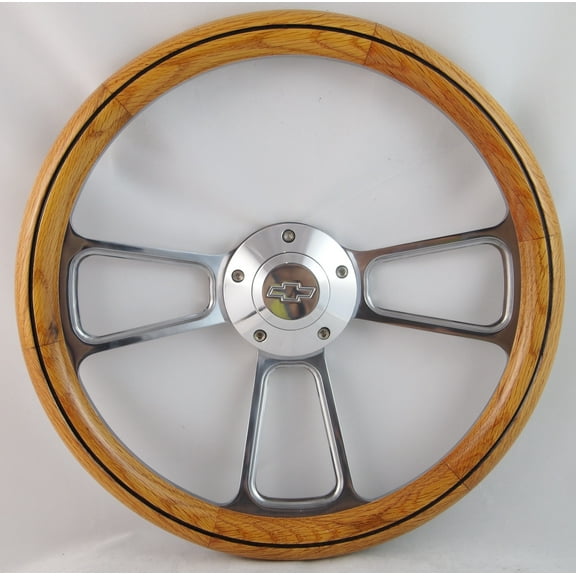 82-94 Chevrolet/GMC All Vans 14" Wood Billet Black Steering Wheel Set Adapter & Horn
