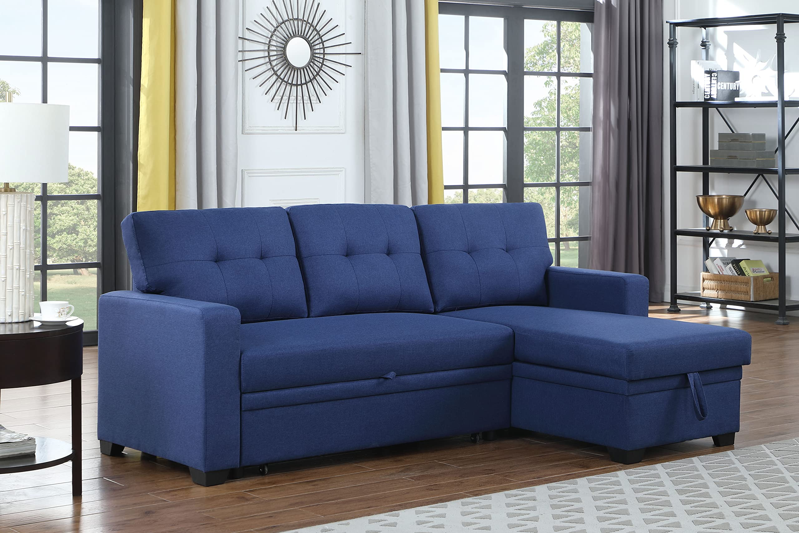 82" Convertible Sectional Sleeper Sofa with Storage Chaise, L Shaped ...