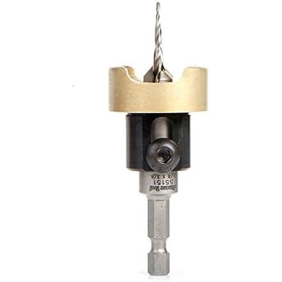 82 Countersink with Tapered Drill Bit and Adjustable Depth Stop, 55151, 3/8 D x 1/8 Drill D x 1/4 Inch Quick Release Hex Shank