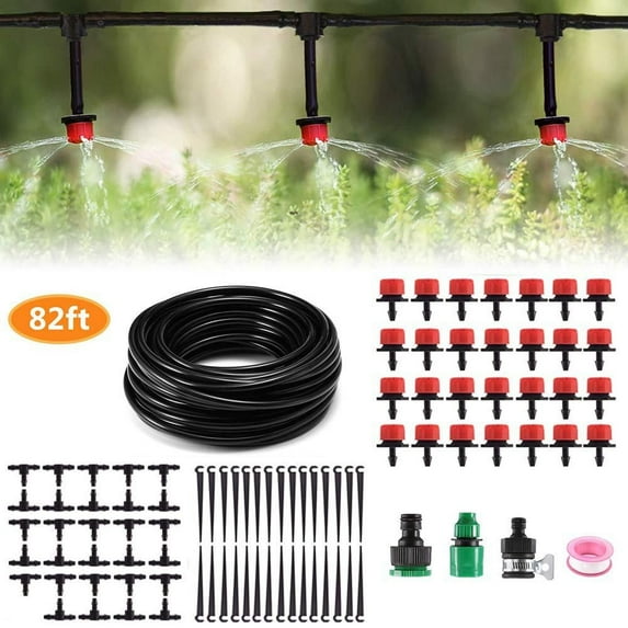 82 FT Drip Irrigation System Kit for Garden,Automatic Water Irrigation System, Garden Watering System with 1/4" Blank Distribution Tubing, Plant Watering System for Hydroponic, Greenhouse