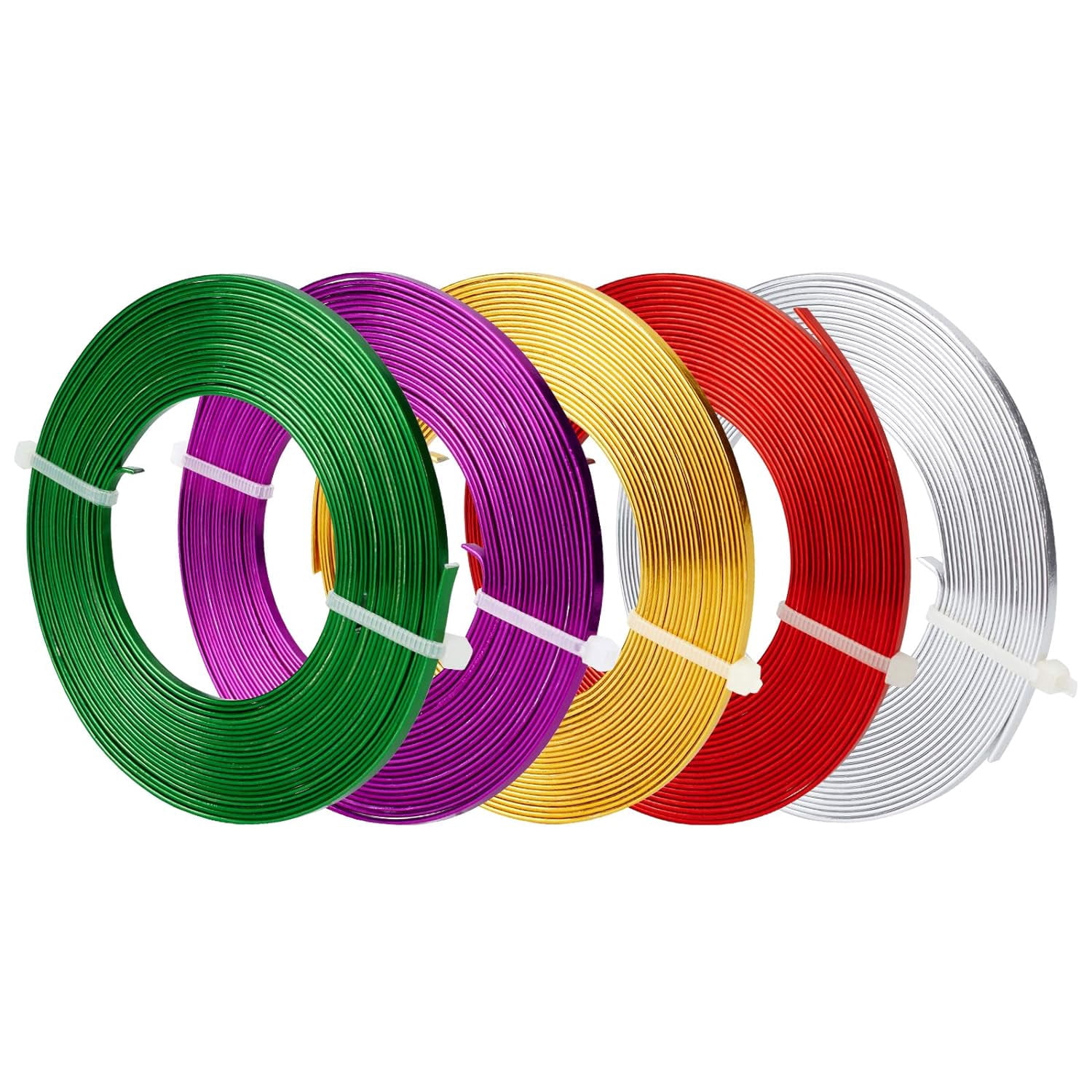 82 Feet 5 Rolls Mixed Color 3mm Wide Silver Flat Jewelry Craft Wire 18 Gauge Gold Aluminum Wire for Bezel Sculpting Jewelry Making DIY