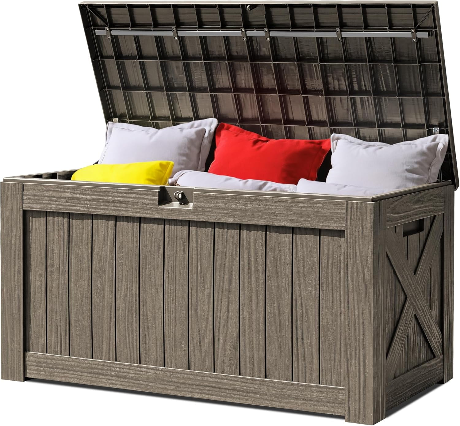 82 Gallon Resin Deck Box Large Outdoor Storage for Patio Furniture