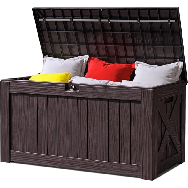 82 Gallon Resin Deck Box Large Outdoor Storage for Patio Furniture