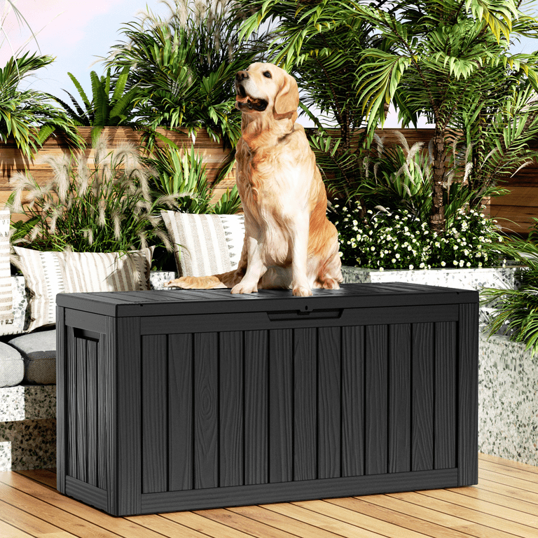 80 Gallon Resin Deck Box,Patio Large Storage Cabinet,Outdoor Waterproof Storage Chest,Storage Container for Outside Furniture Cushions,Garden Tools