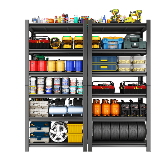 82''Garage Shelving,6-Tier Metal Storage Shelves Unit,Adjustable,Double-Layer Column with Reinforced Ribs, Heavy-Duty, Capable of Bearing 600-3600 lbs, Suitable for Garage, Warehouse, Kitchen Storage