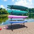 thumbnail image 1 of 82"H Heavy-Duty Freestanding Kayak Storage Rack, Adjustable Height with Lockable Wheels, Holds 4 Kayaks/Canoes/Surfboards, 360° Movable, Rust-Resistant for Indoor & Outdoor Use, Space-Saving Design, 1 of 9