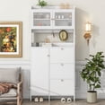 thumbnail image 1 of 82’’H Shoe Cabinet with Open Storage Space,Entryway Hall Tree with 3 Flip Drawers,Multi-functional Foyer Cabinet with 2 Tempered Glass Doors for Hallway, 1 of 6