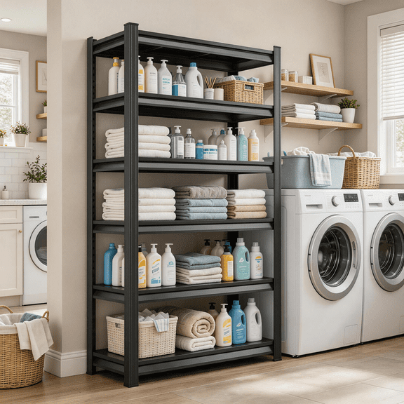 82"H Storage Shelves 6 Tier Garage Shelving Unit 3600LBS Metal Shelving Heavy Duty Adjustable storage rack for Basement, Warehouse, Pantry, Closet, Kitchen 16"D x 40"W x 82"H, Black