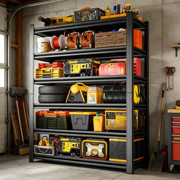 82"H x 40"W Garage Shelving, Metal Garage Shelf Unit 6-Tier Storage Shelves, 3000 lbs Heavy Duty Shelf Organizer, Industrial Shelves for Shop, Warehouse, Basement, Kitchen, Pantry, Commercial, Black