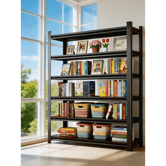 82"H x 40"W x 16"D Metal Garage Shelving,3600 lbs 6 Tier Adjustable Heavy-Duty Storage Shelves Unit,Double-Layer Column with Reinforced Ribs for Garage,Warehouse,Kitchen,Living room,Study