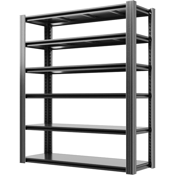 82" H x 45"W Metal Garage Shelving Unit, 6-Tier Heavy Duty Garage Storage Shelves, 3600 lbs Adjustable Industrial Shelving, Standing Shelf Units for Warehouse, Kitchen, Basement, Double-Layer Columns