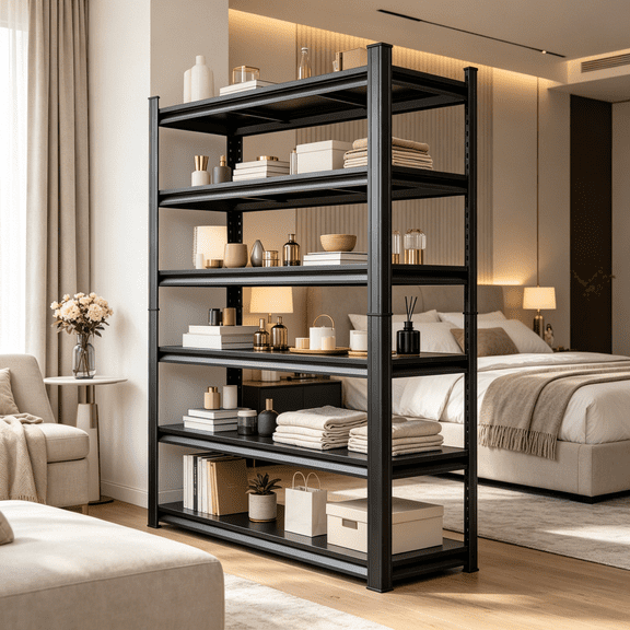 82"HMetal Garage Shelving Units,6-Tier Heavy Duty Shelving Unit,3300 lbs,Adjustable Storage Shelf Rack,Dual-Column Utility Steel Storage Shelves for Kitchen.Pantry,Basement, Bathroom,Office,40"Wx16"D
