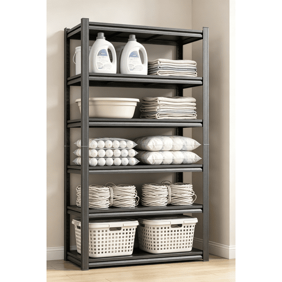 82"Hx40"W Industrial Steel Storage Shelving,6 Tier 3600LBS Adjustable Heavy Duty Pot Rack,Modern Book Shelf,Bolt-Free Deep Shelves,Dual Pillar Utility Organizer for Home Garage Warehouse