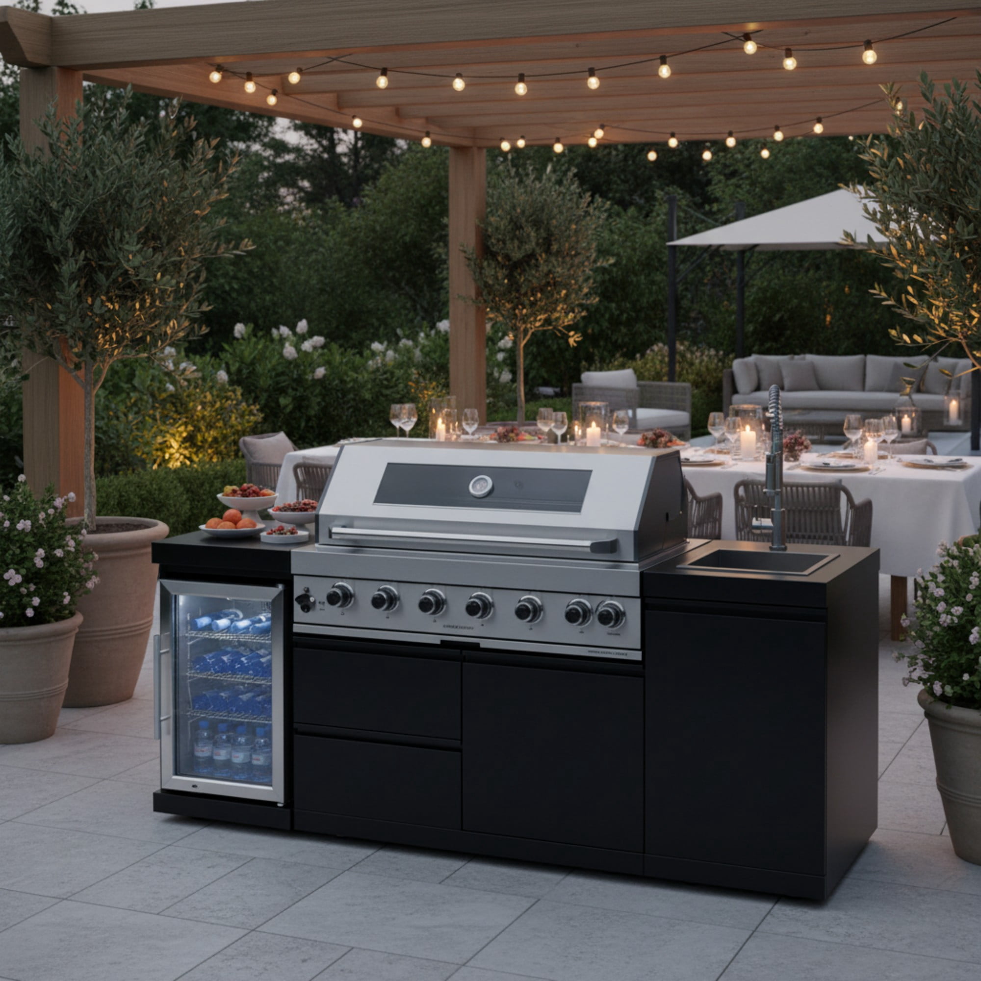 82-Inch 6-Burner Propane Gas Outdoor Kitchen Grill Island - 85000 BTU ...