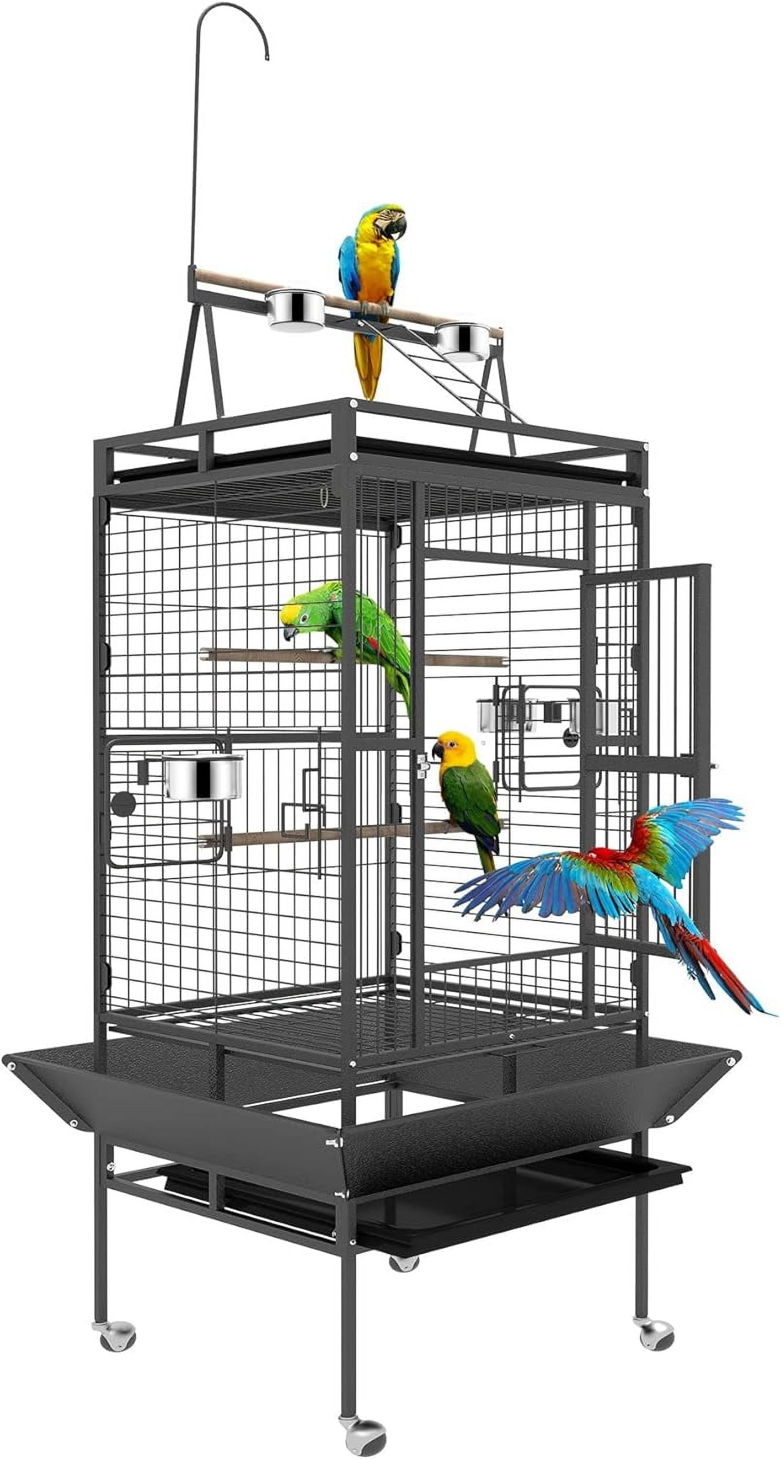 Image showcasing 82 Inch Bird Cage, Bird Flight Cages with Rolling Stand & Bottom Tray ...