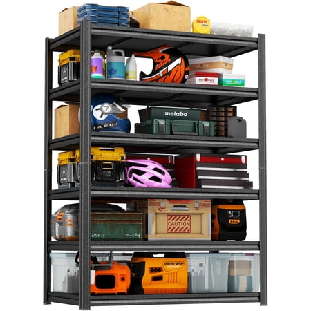 82-Inch H Heavy Duty 6-Tier Metal Garage Shelving Unit, 3000 lb Capacity, Black