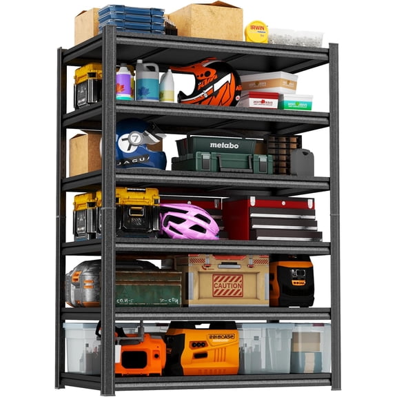 82-Inch H Heavy Duty 6-Tier Metal Garage Shelving Unit, 3000 lb Capacity, Black