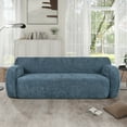 thumbnail image 1 of 82 Inch Minimalist Large Sofa, 3-Seat Curved Upholstered Couch with Wide Armrest, Casual Sofa for Living Room Office Apartment Salon Lounge, Dark Blue, 1 of 7