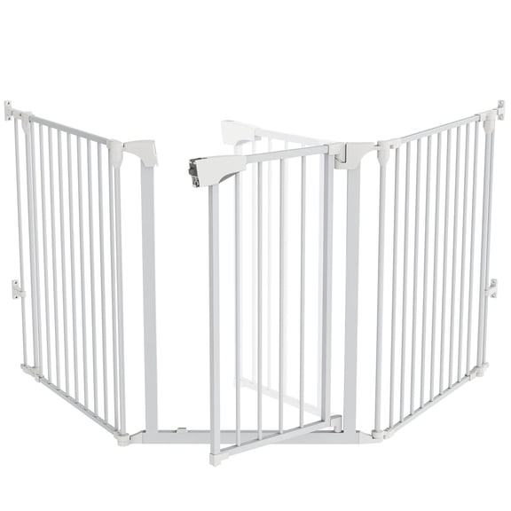 82-Inch Versatile Safety Gate Metal Baby/Pet Gate Configurable Dog Barrier - Ideal for Wide Door Openings, Stairways, Doorways, Includes Wall Mounts