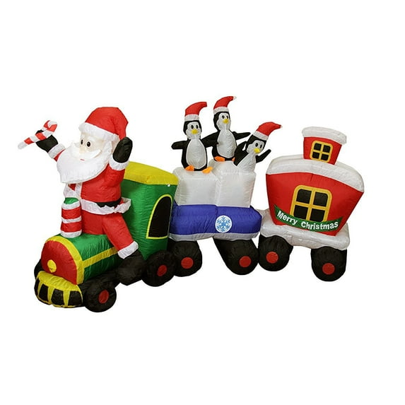 82 Inflatable Lighted Santa Express Train Christmas Outdoor Decoration