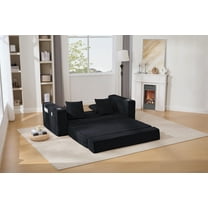 82" L-Shape Convertible Sleeper Sectional Sofa with Storage Chaise and Pull-Out Bed, Linen Upholstered 3 Person Couch for Living Room, Apartment