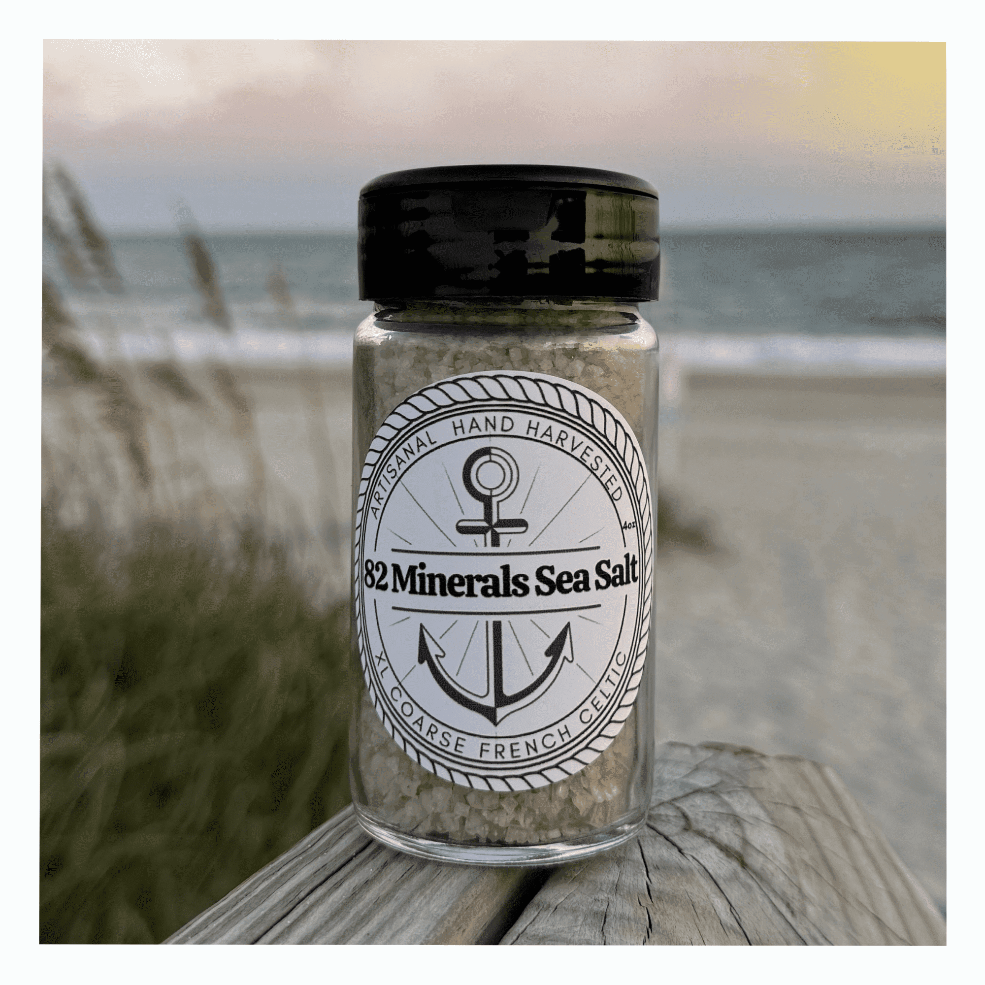 82 Minerals French Celtic Sea Salt, XL Coarse Grain, 4oz Glass