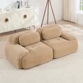 thumbnail image 1 of 80" Modern Compressed Boneless Love Seat Couches, 2 Seater Large Sectional Couches for Living Room, Camel Corduroy Cloud Modular Sectional Sofa, Memory Foam, Extra Deep Loveseat, No Assembly, 1 of 13
