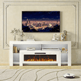 thumbnail image 1 of Waleaf 82" Modern Fireplace TV Stand with 50" Electric Fireplace Up to 90" TVs, Entertainment Center with 12 LED Color Flame and 20 Color LED Light, 1 of 7
