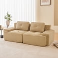 thumbnail image 1 of 82" Modular Sectional Sofa, Corduroy Fabric Square Couch with Deep Seats, Tufted Design, Pearl-Like Piping, No Assembly Required, Anti-Slip Base, for Living Room, Camel, 1 of 15