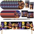 thumbnail image 1 of 82 PCS Five Nights Tableware Sets, FNAF Birthday Party Paper Plates and Napkins Set Includes 40 PCS Plates, 20 PCS Napkins, 20 PCS Paper Cups, 2 Tablecloth for Birthday Party Supplies, 1 of 4